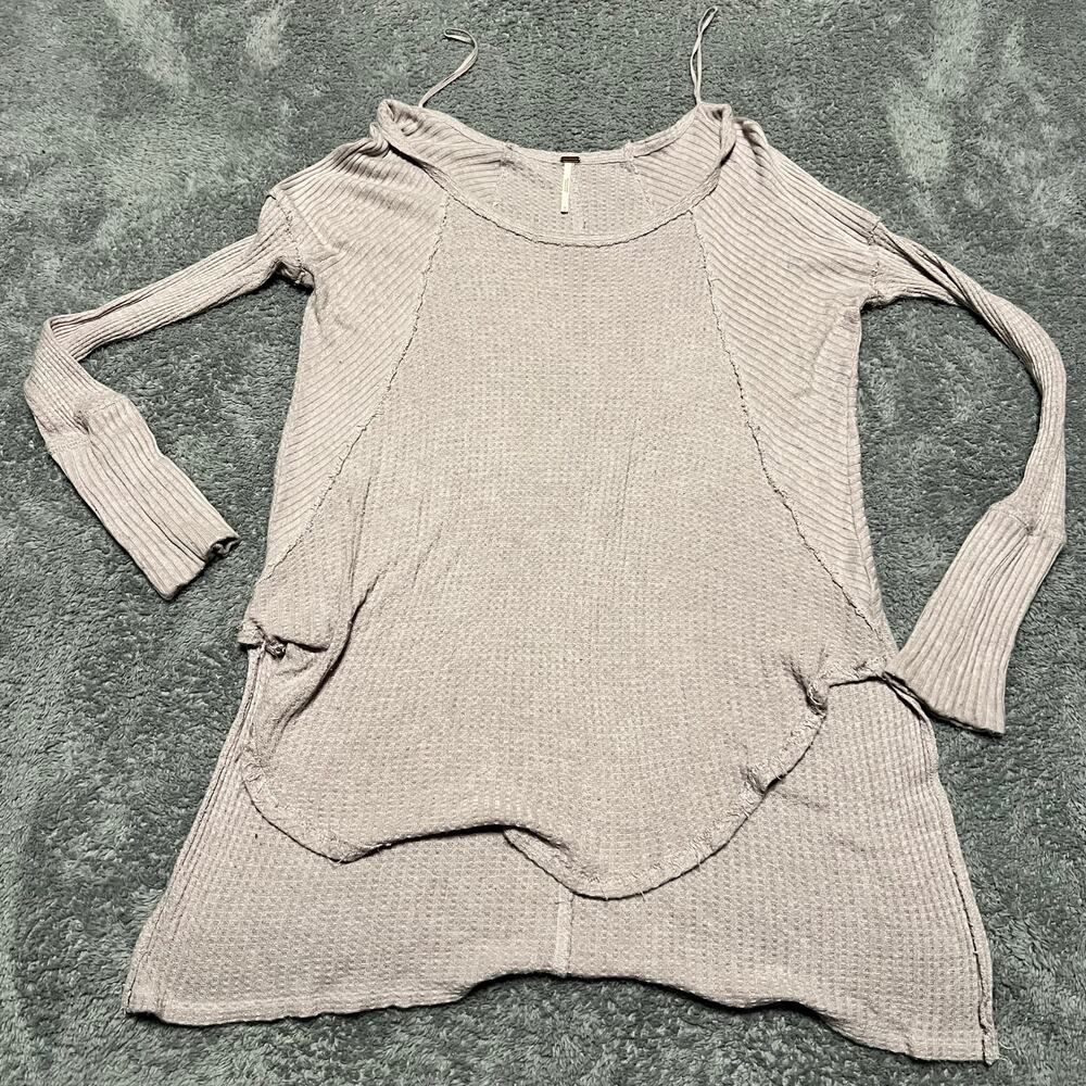 Free People Shirt Womens Medium Long Sleeve Thermal Top Purple